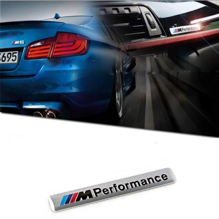 BMW Emblème M Performance - Aluminium Chromé - Logo Autocollant 8,5 X 1,2 CM Série 1 2 3 4 5 6 7