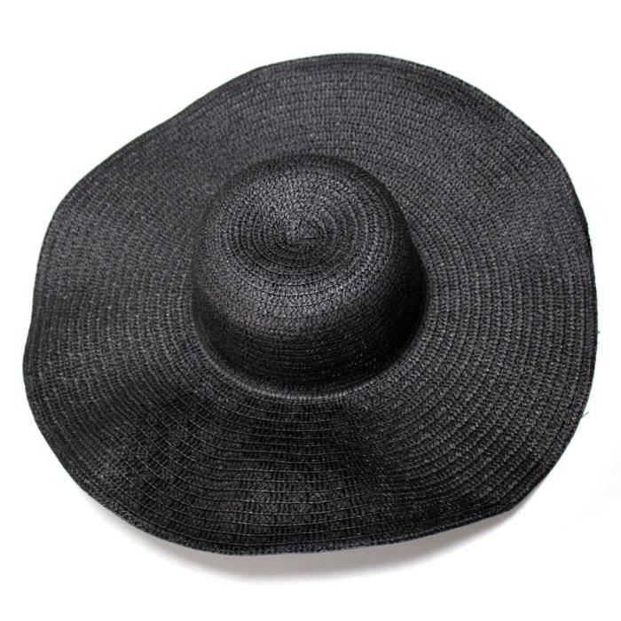 Chapeau De Paille Large Bord UPF50+ Pour Femmes - Chapeau Plage Été Pliable Fleur De Soleil