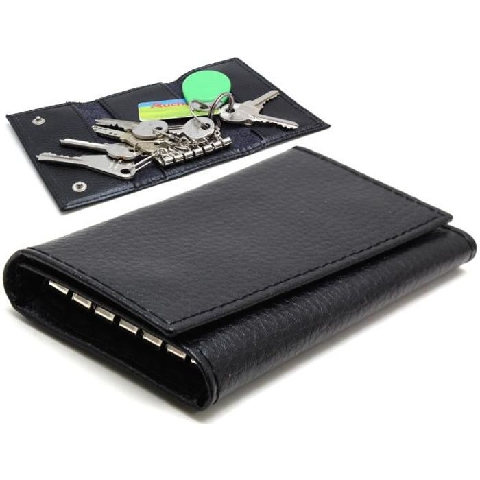 Étui Porte-clés Porte Clé en Cuir Portable Multifonctionnel Organisateur de  Clef avec Fermeture à glissière Carte (Noir)