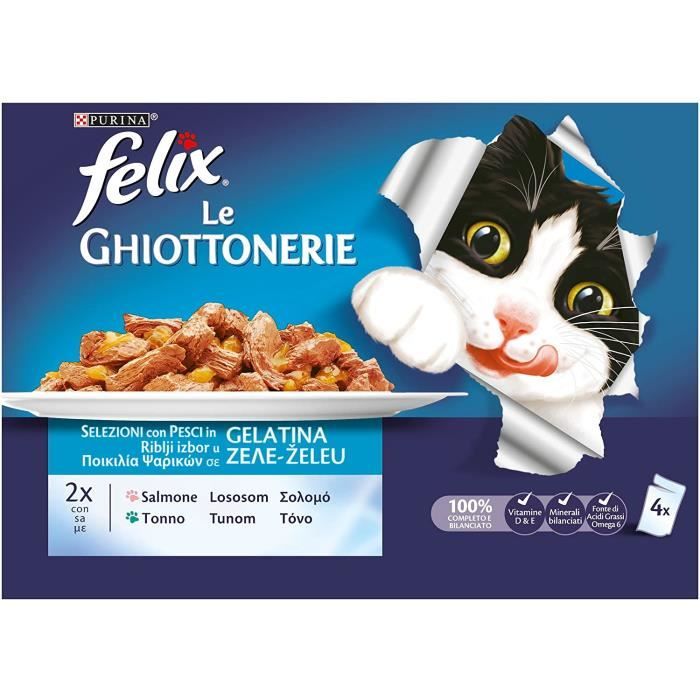 Nourriture Pour Chats Felix Purine Les Gourmandises Carton Pellicule Texte Humide Chat Avec Saumon Et Thon 40 Pochette Cdiscount