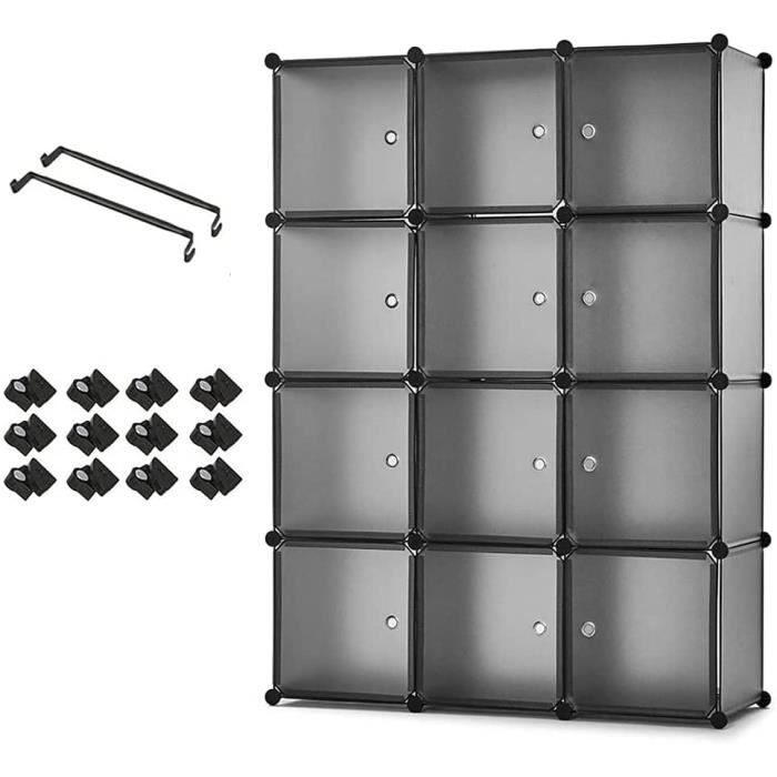 armoire plastique rangement, cube de rangement modulable, rangement chambre gain de place, dimensions 110 x 37 x 145 cm (l x [l1197]