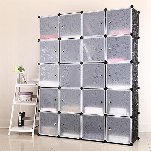 Armoire de Chambre Rangement 20 cubes Penderie Plastique, Meuble