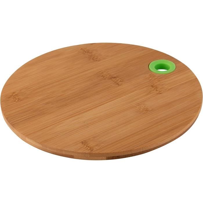 Planche À Découper Cuisine Bambou Anneau Silicone Accrocher Ø Env. 25 Cm Hauteur 1 Co