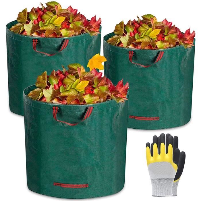 Sacs Réutilisables Pour Déchets De Jardin - Lot De 3 Sacs 60x100 Cm, Avec Cordon De Serrage