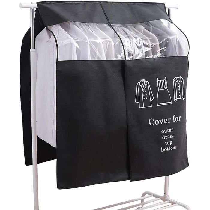 Housse Protège Housses de Vêtements 90 × 110cm Noir Housse de Anti-Poussière Protection Portant Universelle Garment Covers