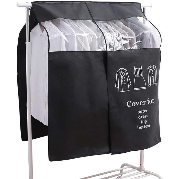 Housse Protege Housses de Vetements 90 110cm Noir Housse de Anti Poussiere Protection Portant Universelle Garment Covers