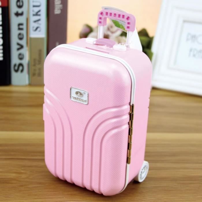 Rose Valise en plastique pour fille cadeau créatif valise Unique tirelire grande capacité tirelire boît