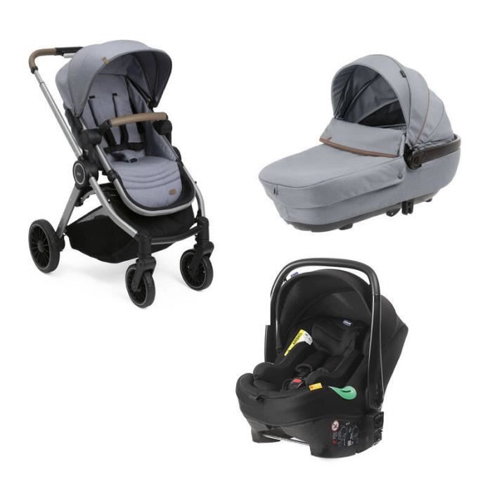 Poussette combinée CHICCO Best Friend Pro Comfort i-Size - Gris et noir - 4 roues - Naissance