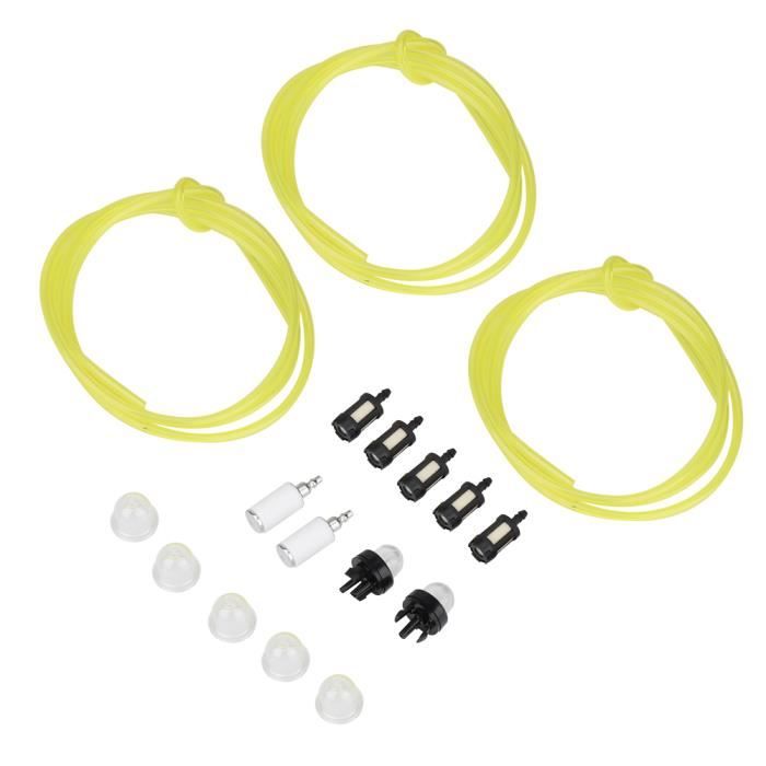 Kit Tuyau Carburant 1,5 M + 8 Filtres – 4 Tailles (3.5mm, 5mm, 6mm) Pour Tronçonneuse, Débroussailleuse, Moteur 2 Temps