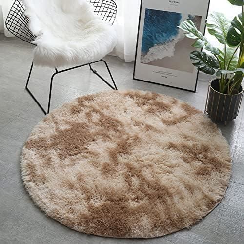 Tapis Rond Intérieur Velours Court Anti-Dérapant - Paillasson Décoratif Chambre Salon 80cm Vert Vanille