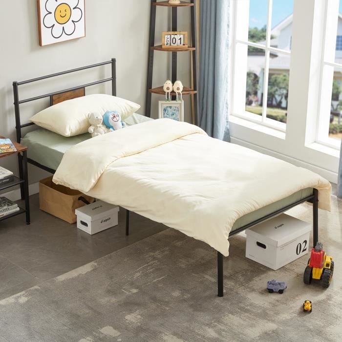 Lit Double Adulte 140x200cm | Structure de lit en métal 2 Places | Tête