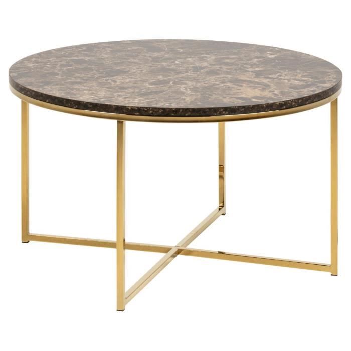 table basse anika en métal avec plateau en marbre artificiel - emob - rond - contemporain - design