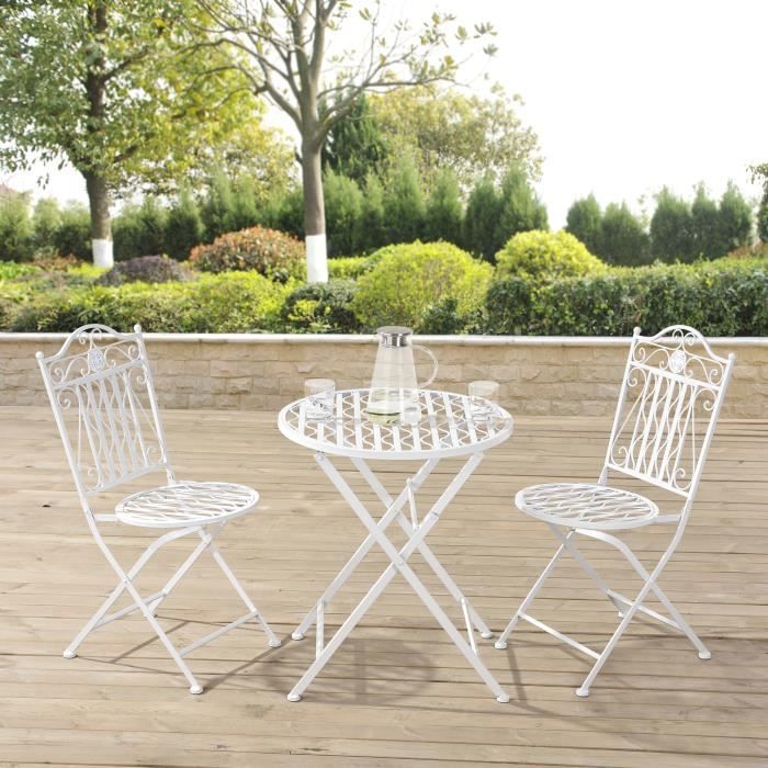 Set de Bistrot Biella pour Jardin Métal Blanc Set de Bistrot Biella pour Jardin Métal Blanc