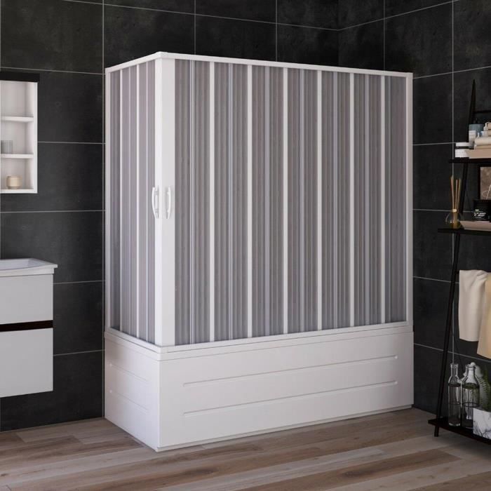 Mexen Next paroi de baignoire 1 volet 100 x 150 cm, rayures, blanc