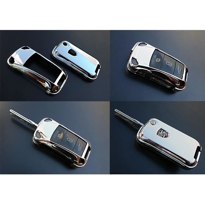 Pour Porsche 911 Cayenne Cayman Panamera Coque Clé Télécommande Plip Étui Chrome