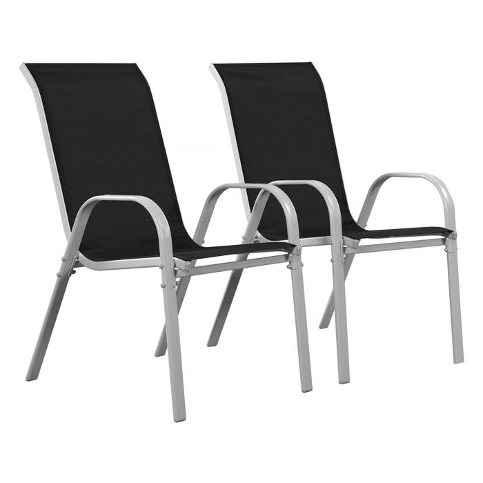 Fauteuil jardin Textilène Cordoba - Phoenix - Noir - Lot de 2
