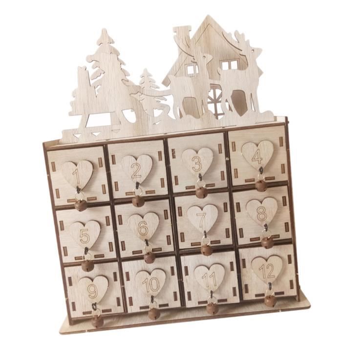 CALENDRIER DE L'AVENT 1 boîte de rangement en bois pour calendrier