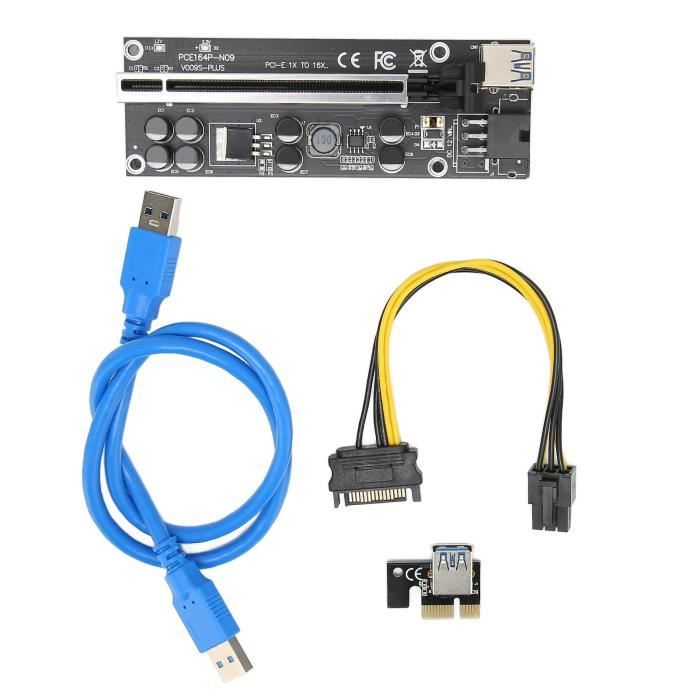 HURRISE Riser GPU PCIE Riser Stable 8 FP condensateurs plaqué or USB3.0 ...