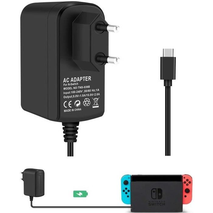 Switch Adaptateur Secteur Support le Mode TV Chargeur de Voyage Câble USB Type C Pour Console la Dock Station/Manettes Nintendo Swit