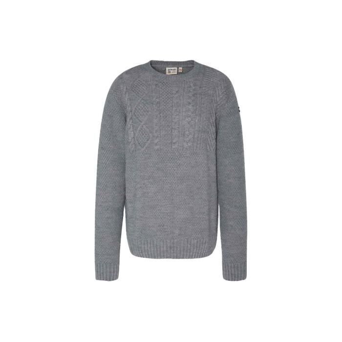 Pull col rond maille torsad e Schott Homme Gris Cdiscount