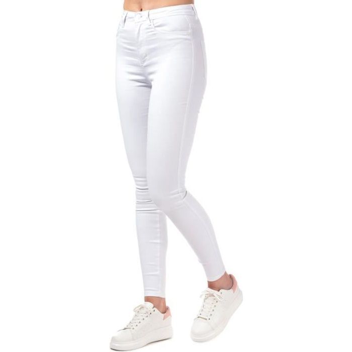 Only Jean Skinny taille haute Royal Blanc Femme