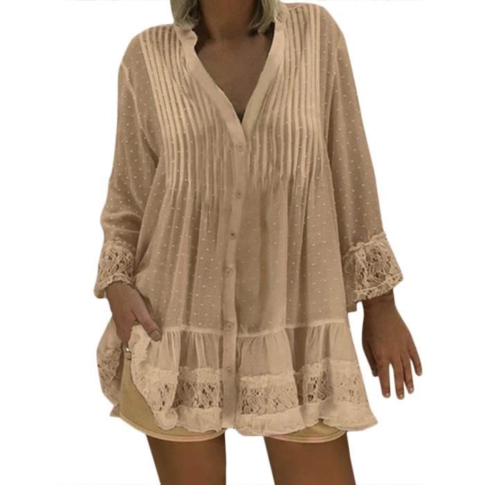 Femm Cover Up Sports Transparent T-Shirts Haut Danse Tops Chemises Beige Taille Unique
