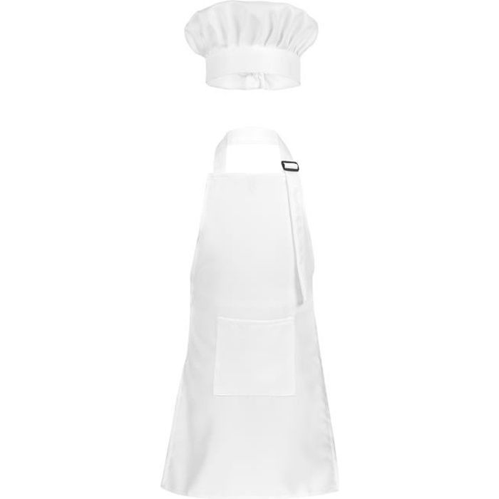 2 Sets Tablier + Chapeau De Chef Pour Enfants 6-13 Ans – Blanc Ajustable Avec Grandes Poches, Cuisson Pâtisserie Art