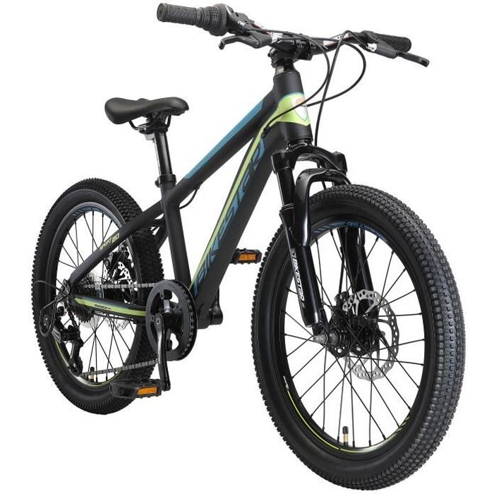 BIKESTAR | VTT | 20 Pouces de 6 à 9 ans | 7 vitesses Shimano avec frein à disque Hardtail | Noir Vert