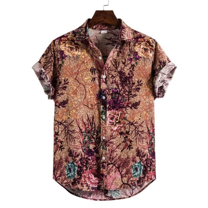Chemise Hawaïenne Homme – Style Vintage Bowling – Manches Courtes, Coton Extensible – Parfaite Pour L'été, Plage, Vacances, Look Décontracté