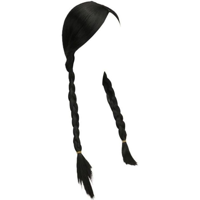 Perruque Mercredi Addams – Longues Tresses Noires – Pour Cosplay, Halloween, Fêtes Déguisées