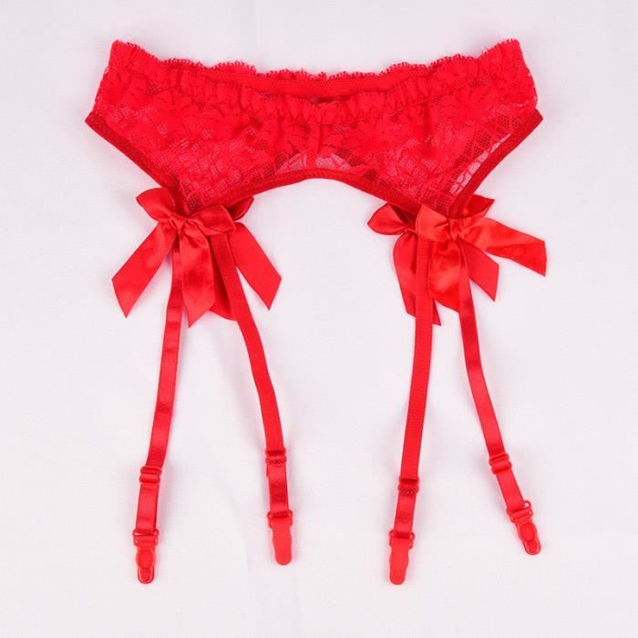 Ensemble Porte-Jarretelles NewBull - Dentelle Florale Transparente - String Et Bretelles Réglables