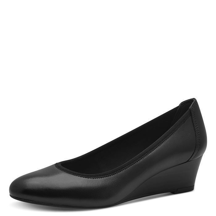 Escarpins Femme - TAMARIS 2443841 - Talon compensé 6.5cm - Cuir Noir - Achat / Vente Escarpins