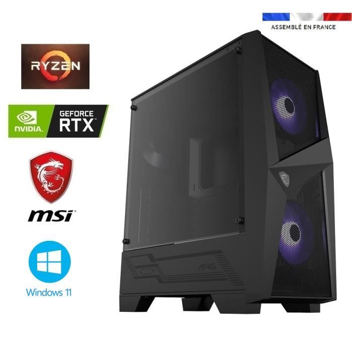 PC Gamer Ryzen 7 5700X – RTX 4060 8GO MSI VENTUS 2X – 32GO RAM – SSD 1To + HDD 2To – WIFI – MSI Mag Forge 100R – Windows 11