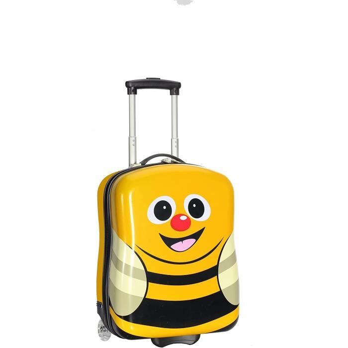 Valise Cabine Enfant 55x35x25cm - Valise Garçon Chantier Pelleteuse Jaune, Bagage à Roulettes Léger