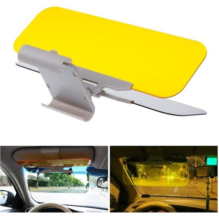 2 en 1 voiture pare - soleil lunettes anti - éblouissement la vision de jour  et de nuit conduire miroir inhibiteur uv un écran plus - Cdiscount Auto