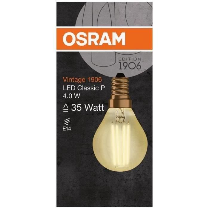 OSRAM Ampoule LED sphérique Ed.1906 clair filament or - E14 - 4 W - 410 lm