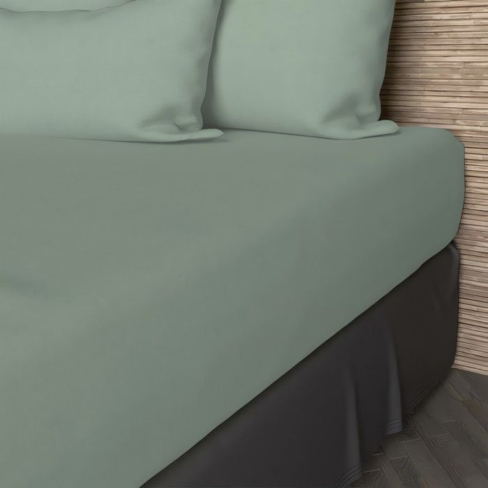 Drap housse en coton 57 fils 90x200 cm UNI vert deau par Soleil docre Drap housse en coton 57 fils 90x200 cm UNI vert deau par Soleil docre