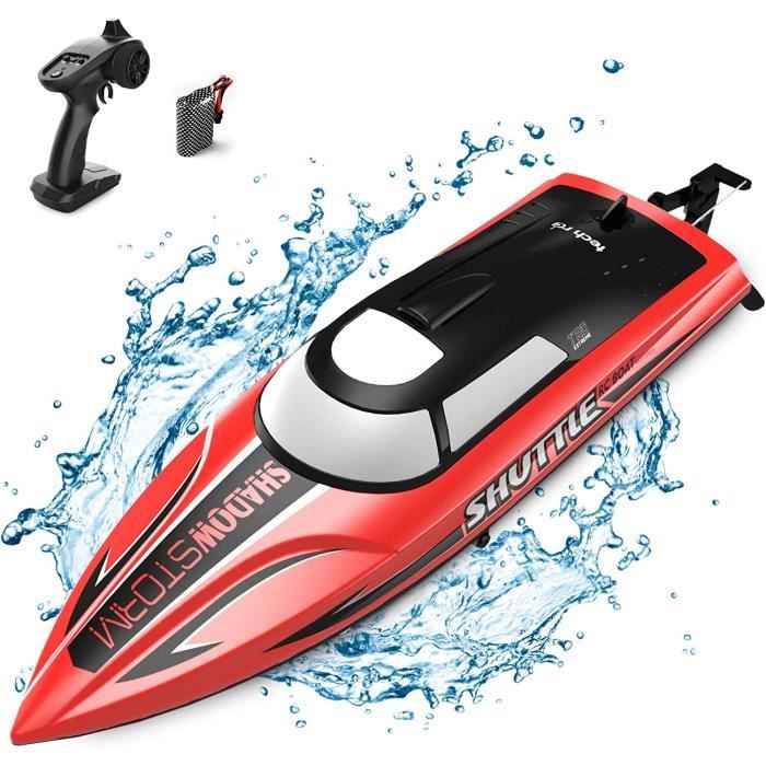 Bateau Télécommandé Electrique 25km/h - 2.4GHz, Étanche, LED, Pour Piscine/Lac