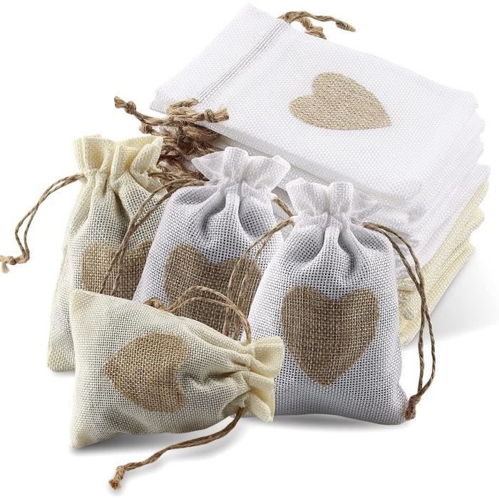 50 Sachets Cadeaux En Jute LEMESO - Imprimé Arbre De Vie Pour Baptême, Mariage Ou Anniversaire - Écologiques Et Réutilisables