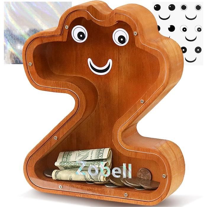 Tirelire En Bois Transparente RoxNvm - Forme Cochon Personnalisable Pour Enfants - Cadeau éducatif