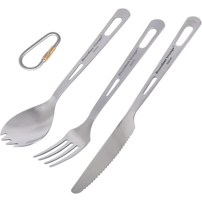 Set Vaisselle Titane Camping - Cuillère, Fourchette, Couteau, Baguettes, Paille Ultra-Léger - IBasingo