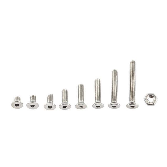 Lot de 10 boulons à tête hexagonale de 3/8-16 x 12,7 cm, rondelles plates et de verrouillage, en acier inoxydable 18-8 (304), entièrement fileté, oxyde noir SG TZH