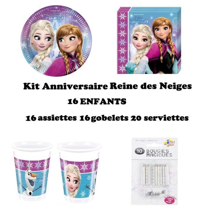 Set De Fête La Reine Des Neiges 2 Procos 52 Pièces - Assiettes, Gobelets, Serviettes Pour Anniversaire