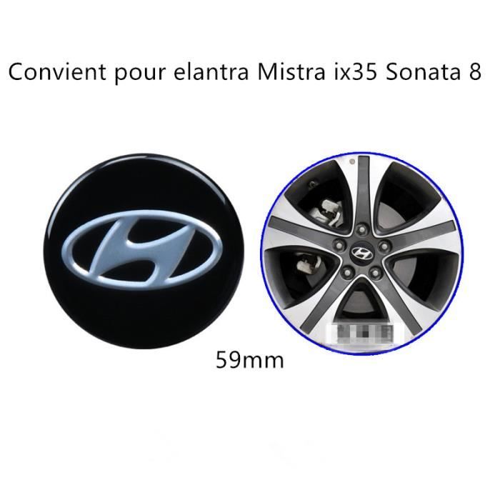 Lot de 4 centre de roue cache moyeu Remplacement pour Hyundai 59mm （Noir）
