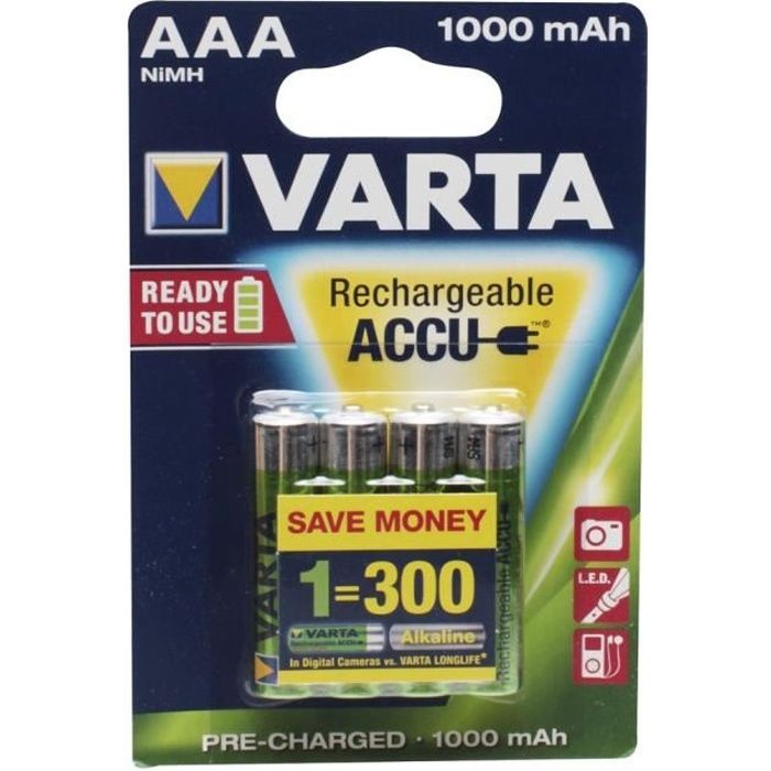 Pile rechargeable HR03 AAA VARTA 800mah 1.2V (x2), pile, accus pour