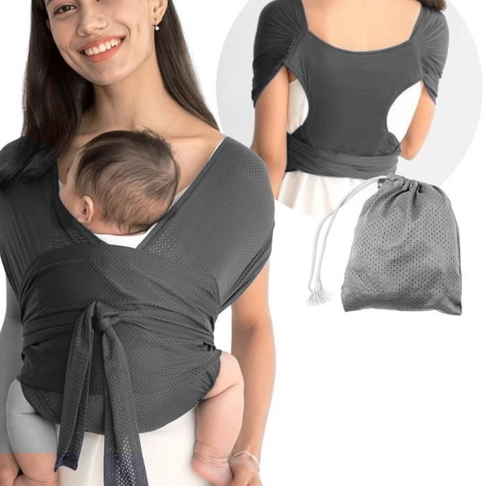 DUO Porte-enveloppe pour bébé charpe Extensible Pour Tout-petits écharpe De Transport Pour Bébé Légère L Gris tout neuf