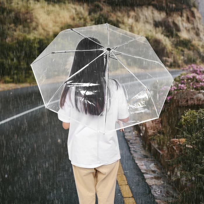 Parapluie de pluie pliant automatique transparent à trois plis à la mode portatif pour l'extérieur HB043