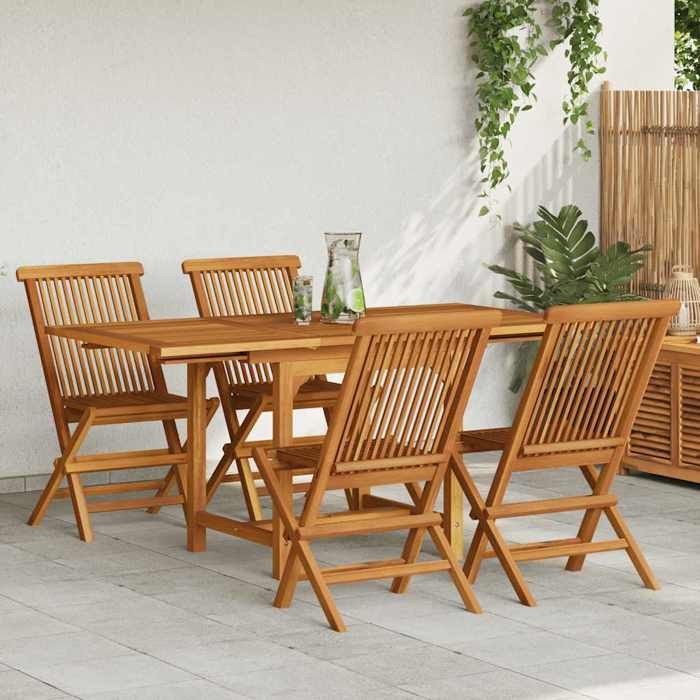 VIDAXL Ensemble à manger de jardin 5 pcs Bois de teck - vue 9