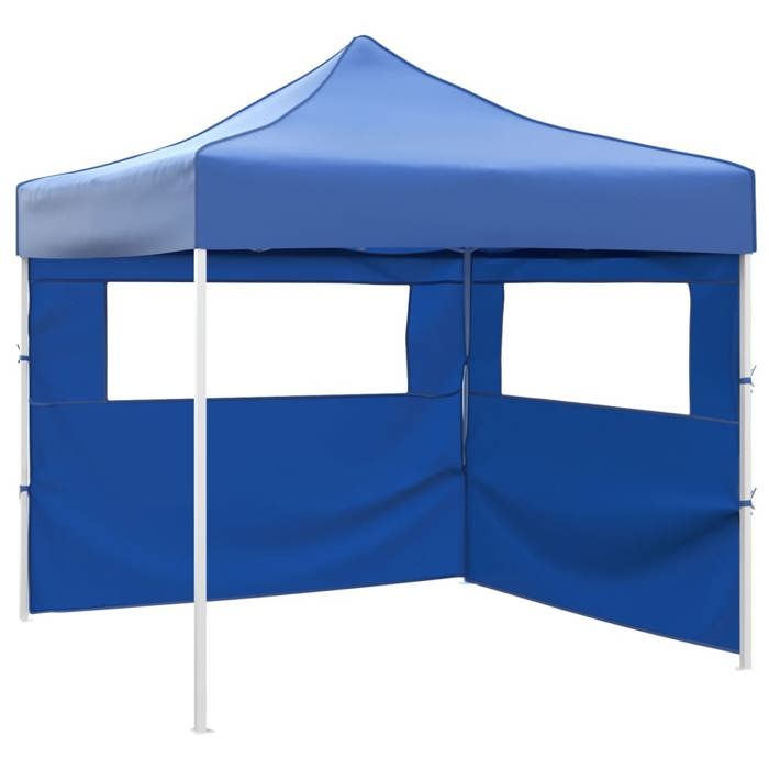 vidaXL Tente Pliable avec 2 Parois Bleu Pavillon Terrasse Tonnelle de Jardin 44961