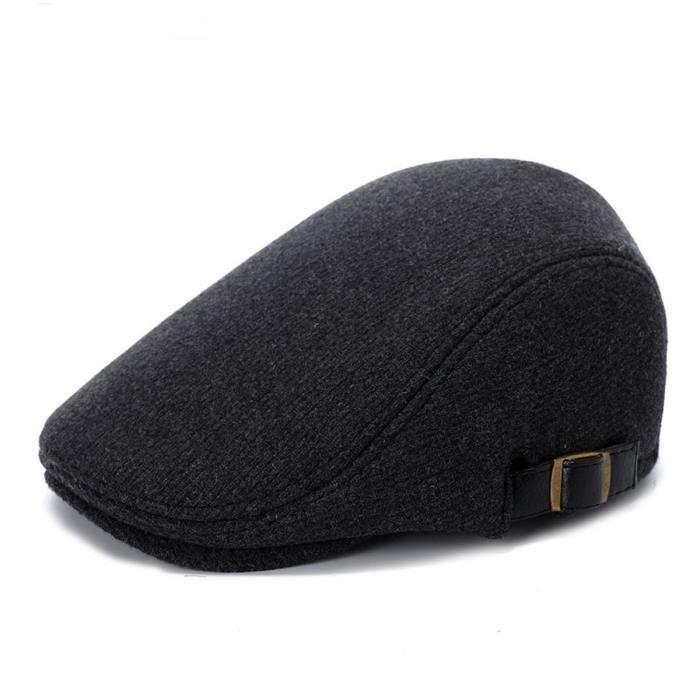 Casquette Plate Homme Coton - Béret Newsboy Réglable - Visière Courbée - Taille Unique 55-60 Cm